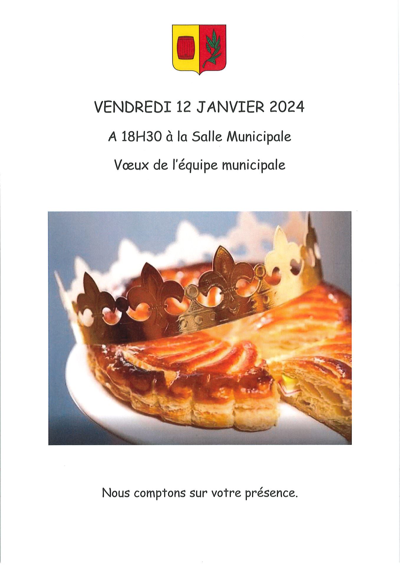 Lire la suite à propos de l’article LE 12/01/2024 A 18H30 SALLE DE LA MAIRIE VOEUX DU MAIRE ET GALETTE DES ROIS