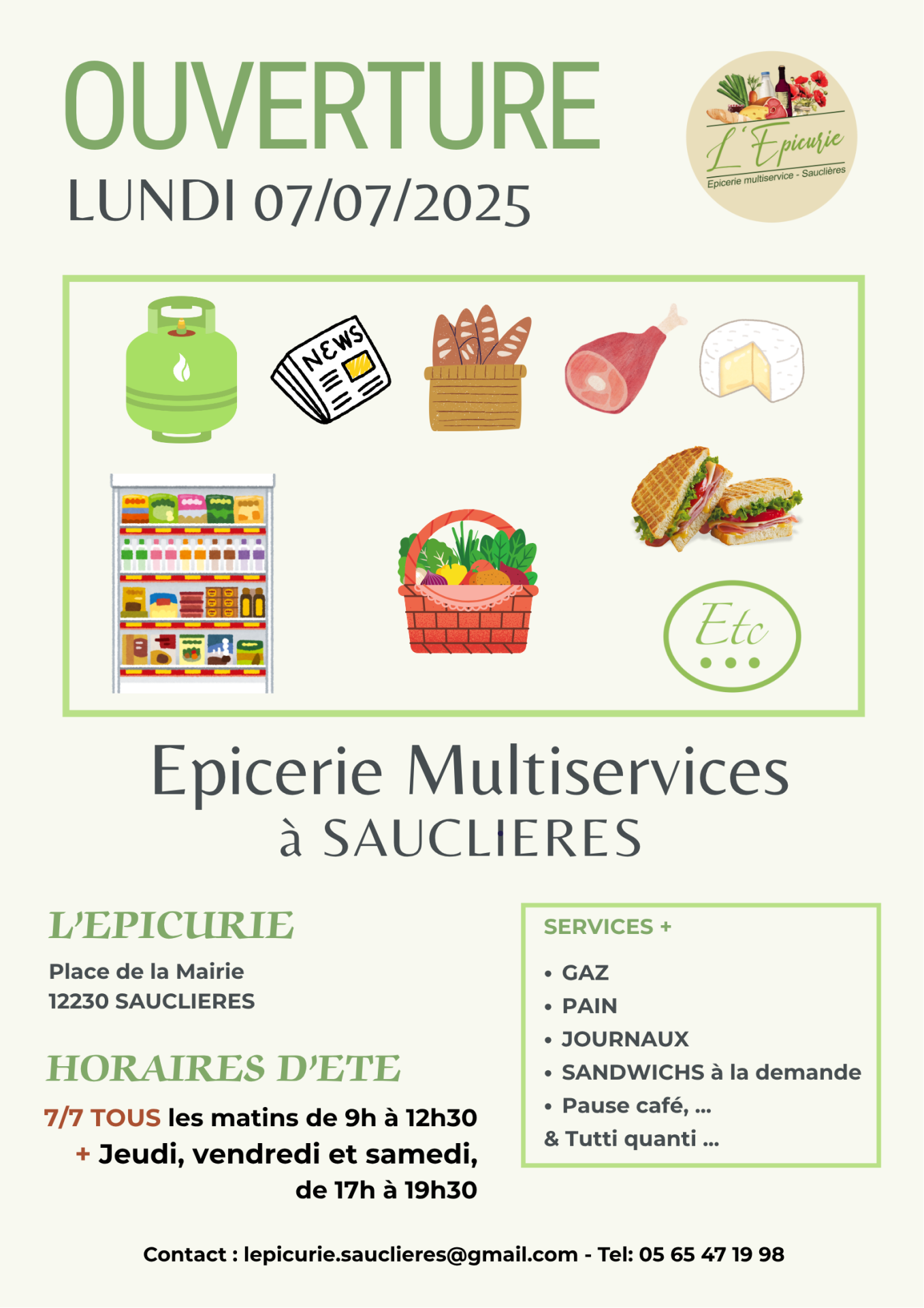Lire la suite à propos de l’article OUVERTURE DE L’EPICURIE A SAUCLIERES LE 7 JUILLET 2025