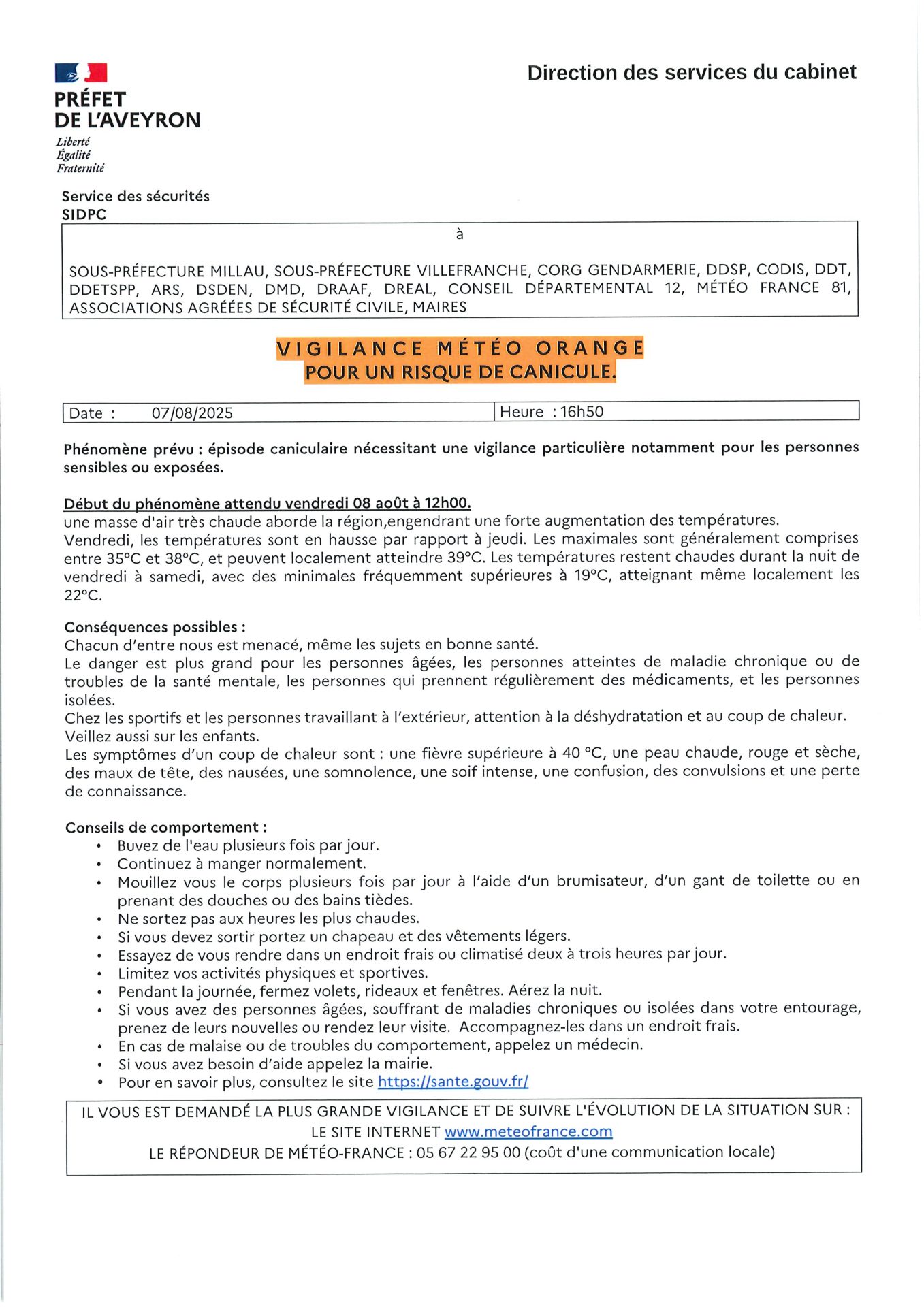 Lire la suite à propos de l’article VIGILANCE ORANGE POUR UN EPISODE DE CANICULE