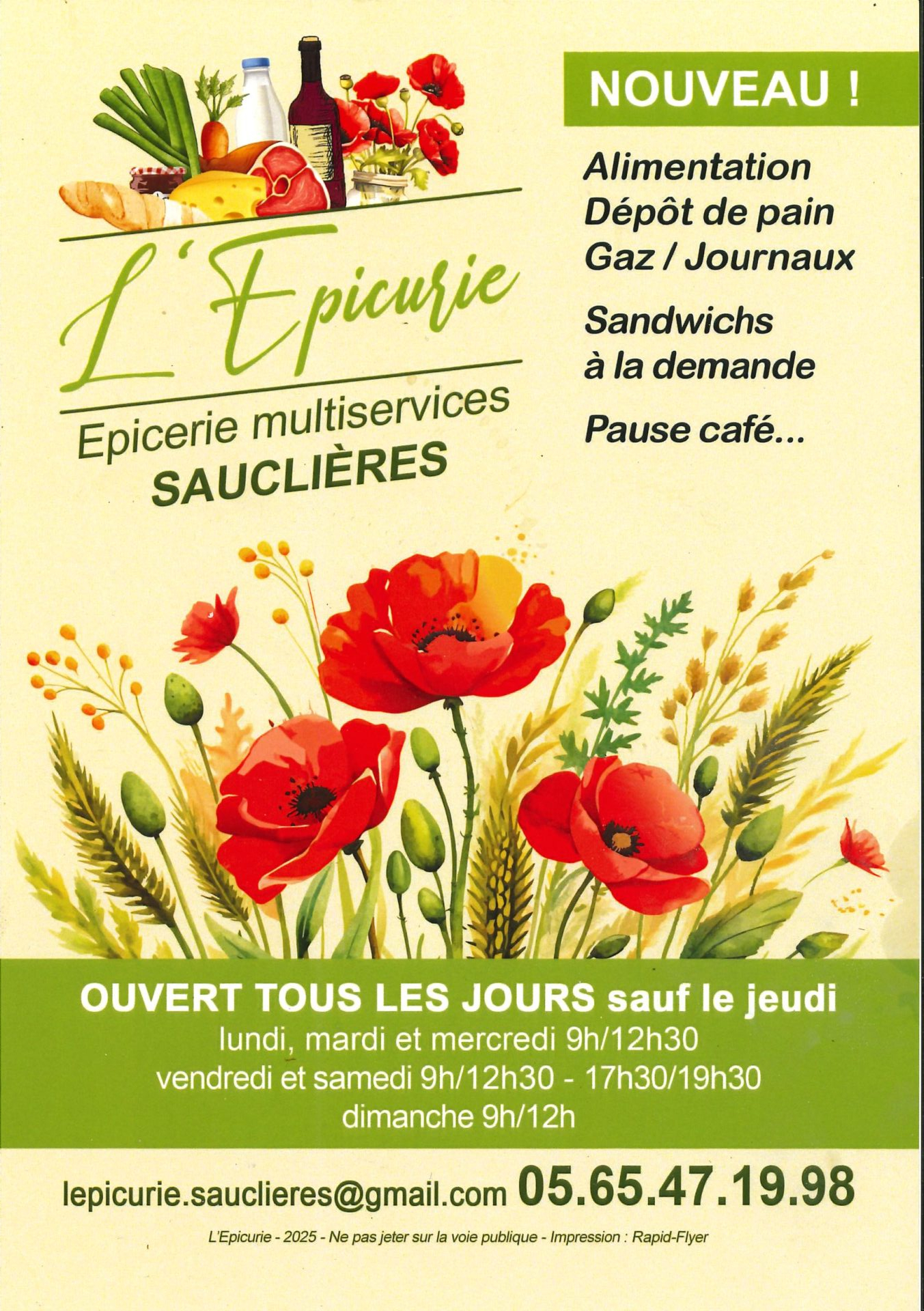 Lire la suite à propos de l’article OUVERTURE DE L’EPICURIE A SAUCLIERES LE 7 JUILLET 2025