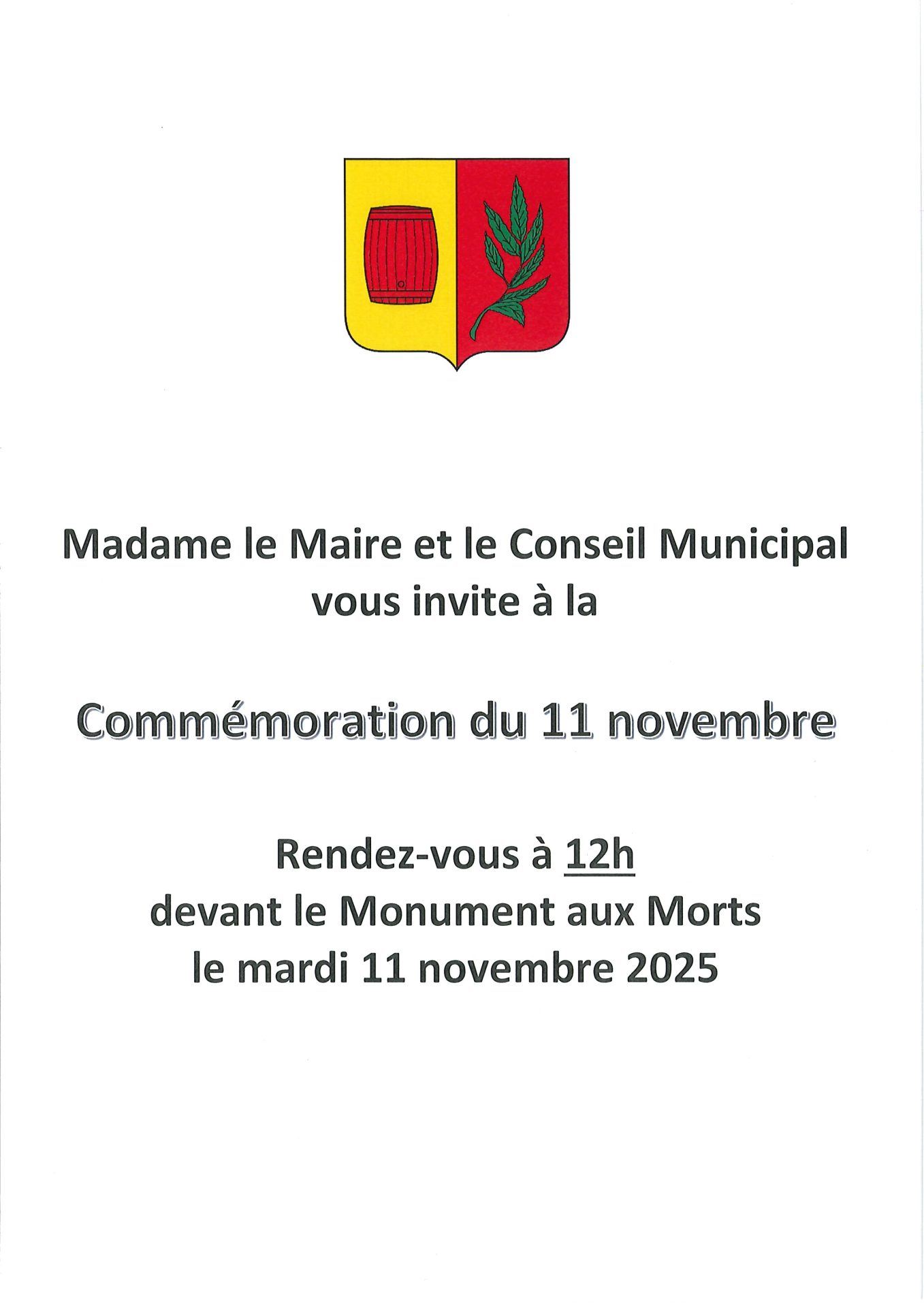 Lire la suite à propos de l’article COMMEMORATION DU 11 NOVEMBRE 1918 A 12H
